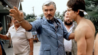 Burt Reynolds and Mark Wahlberg in Boogie Nights; image courtesy Warner Brothers and New Line Cinema
