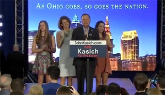 Kasich giving victory speech in Ohio
