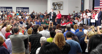 Crowd to hear Marco Rubio campaign speech in Jacksonville Florida