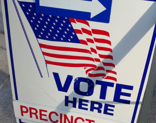 Vote here sign at a precinct in Alabama
