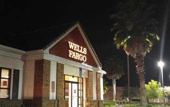 Wells Fargo Bank at night