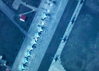Russian airplanes seen from sky