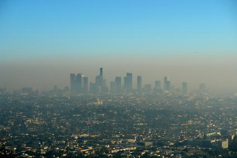 skyline view of air pollution in LA