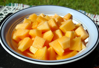 diced cantaloupe