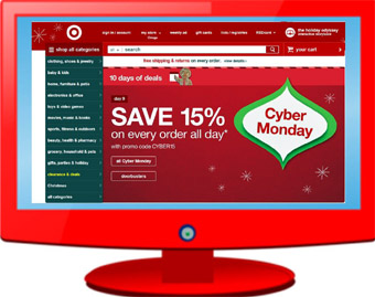 Screen shot of Target Cyber Monday website