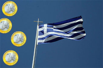 Image composite by Thursday Review of Euros & Greek flag