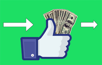 facebook logo holding money