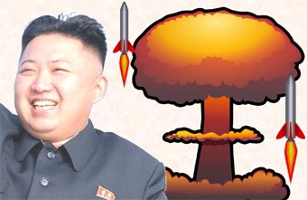 composite image with Kim Jung Un and hydrogen bomb images