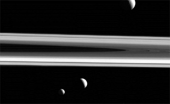 Three moons of Saturn