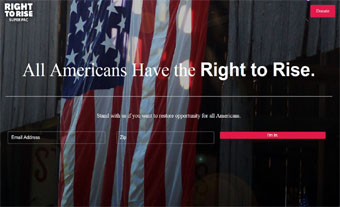 Right to Rise PAC web page screenshot