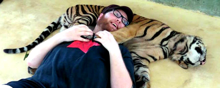 Michael with tiger around his neck