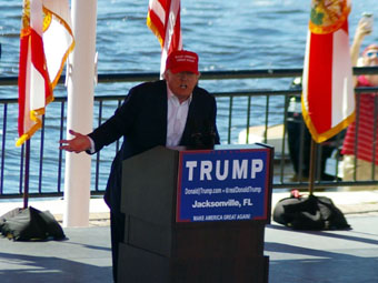 Donald Trump campaigning for President in Jacksonville Florida