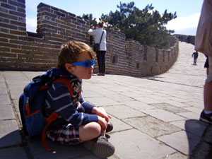 resting before walking the Great Wall of China