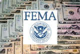 Photo-composition FEMA logo and money