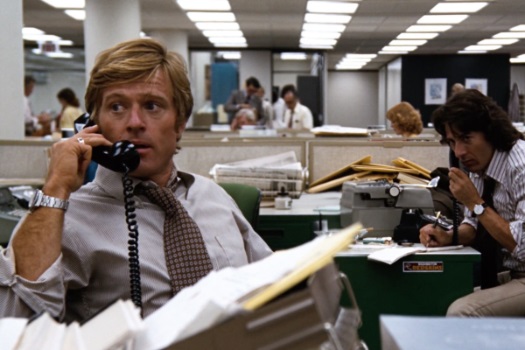 Robert Redford in a scene from All The Predident's Men; image courtesy Warner Brothers