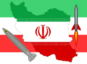 photo composition of Iran flag with missile images